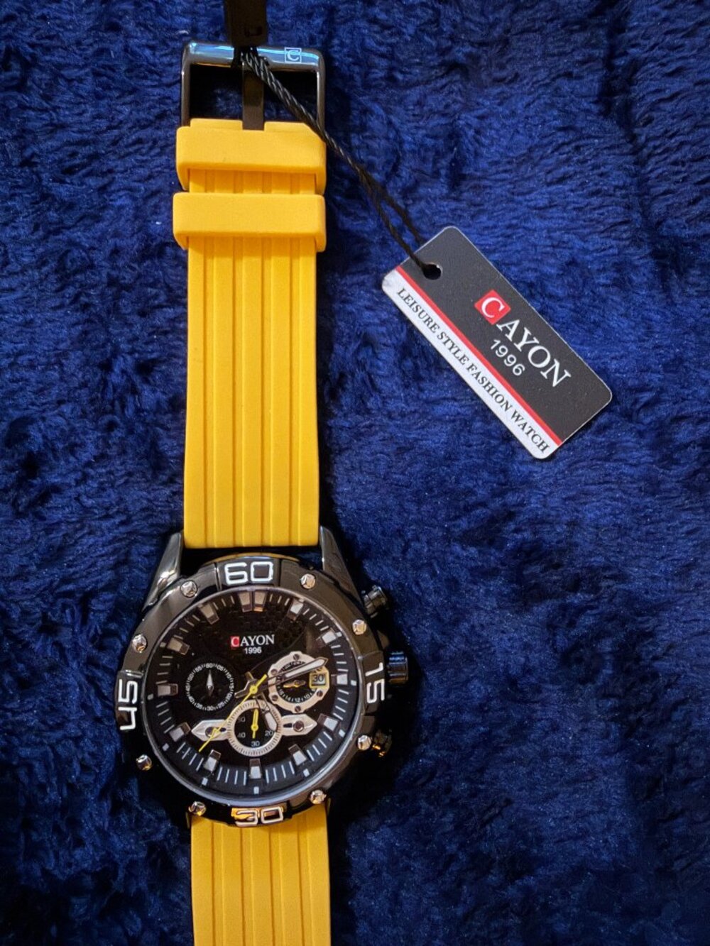 NEW Cayon 1996 Sport Watch, Bold Yellow & Black Design, Fashion Wristwatch